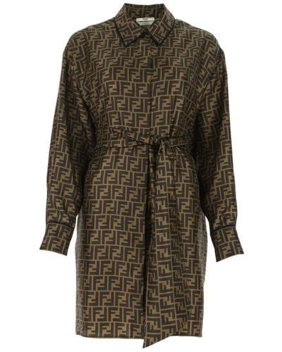 green fendi dressing gown|Fendi denim dress.